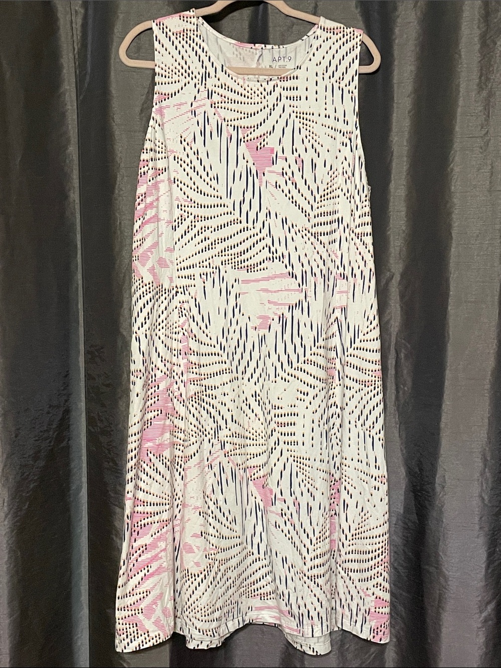 Apt. 9 White Dress with Pink & Black Abstract Print